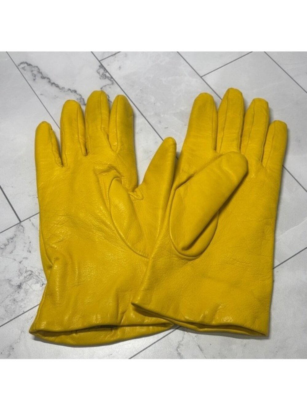 Fratelli Orsini Everyday Womens Yellow 100% Cashmere Lined Leather Gloves Size 7